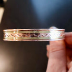 Copper Cuff Bracelet, Pure Copper with Two - Tone Brass Wave Design and 2 Magnets, Stress Relief - Wax | Wane