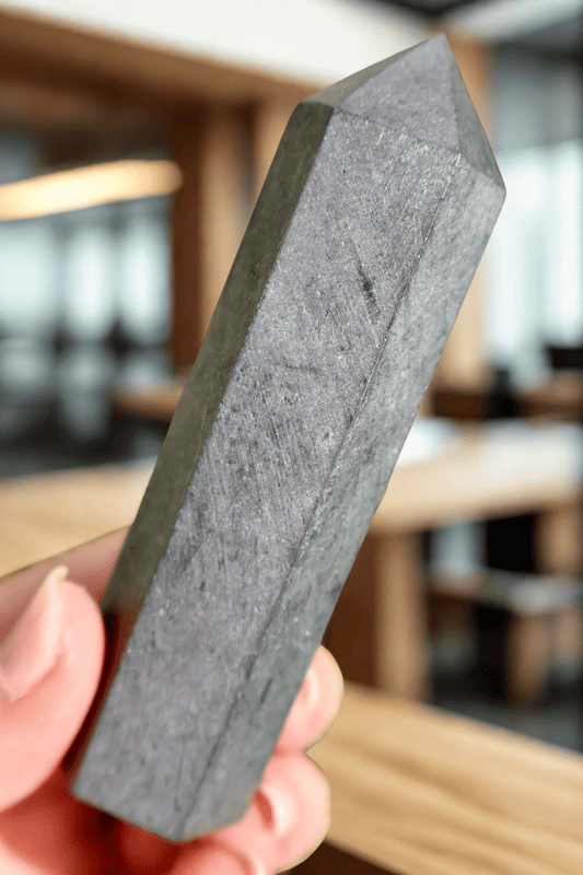 Elite Shungite Stone Tower (Type I, Elite) ONE PIECE, Sourced from Russia, Natural Electromagnetic Wave Absorber and Water Purifier, High Carbon Content Crystal (1) - Wax | Wane - Decor - Crystal2