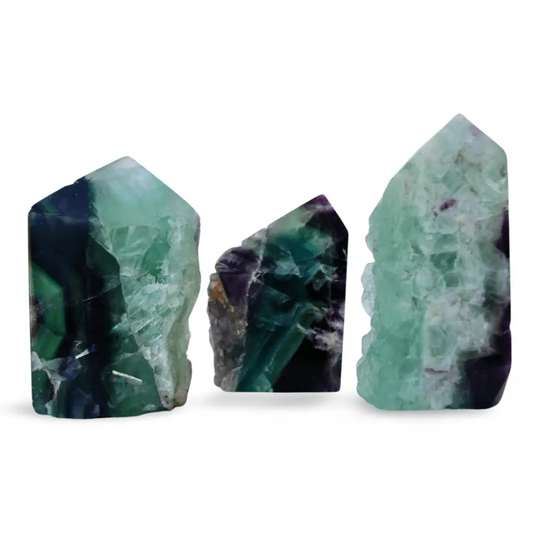 Fluorite Tetrahedron Column – Unpolished 3.5" Green, Blue & Purple Crystal | Naturally Formed Geometry - Wax | Wane