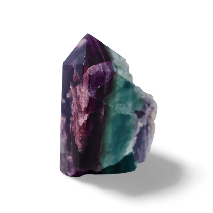 Fluorite Tetrahedron Column – Unpolished 3.5" Green, Blue & Purple Crystal | Naturally Formed Geometry - Wax | Wane