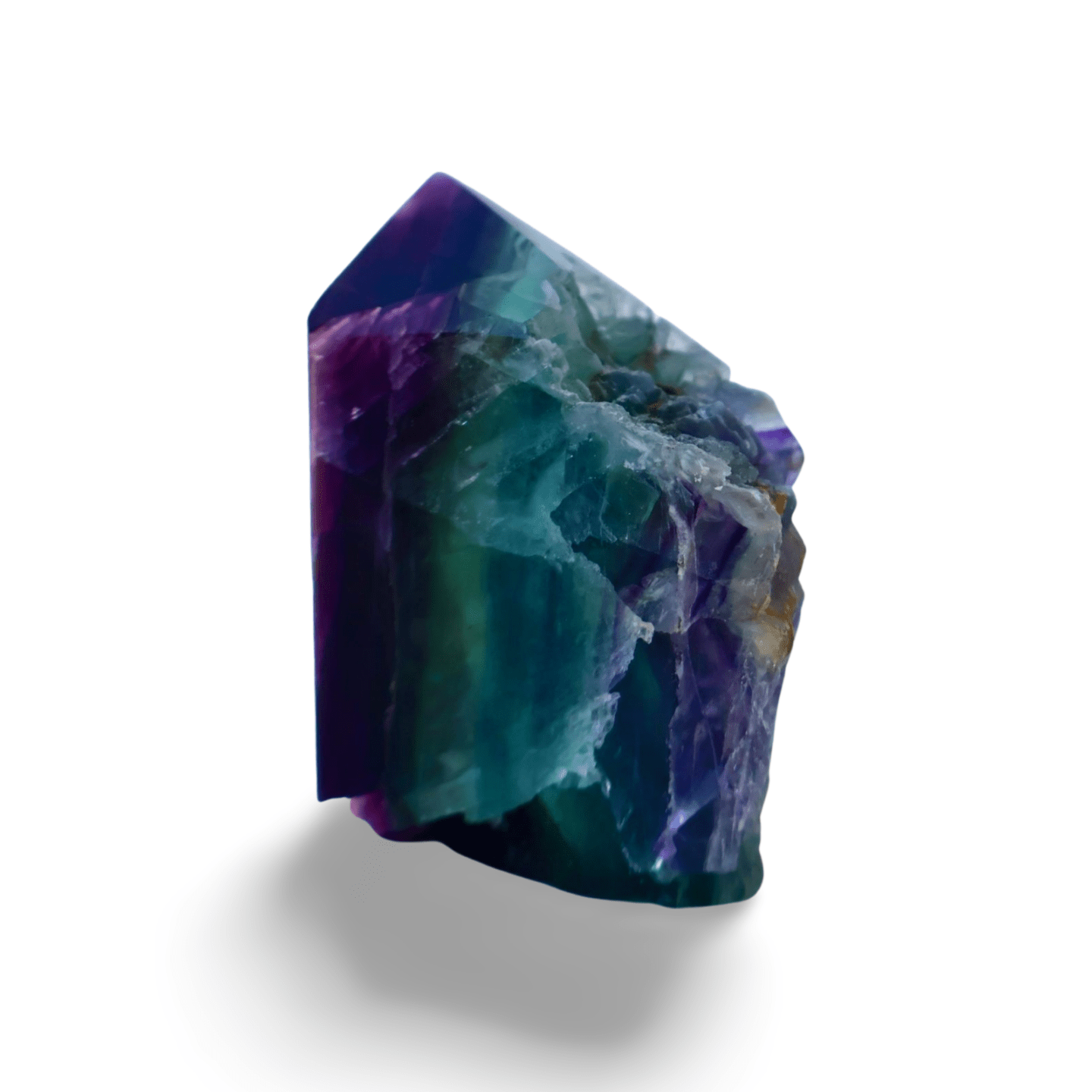 Fluorite Tetrahedron Column – Unpolished 3.5" Green, Blue & Purple Crystal | Naturally Formed Geometry - Wax | Wane