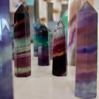 Fluorite Obelisk Crystal Tower 3-4 Inch – Untreated Natural Color Crystal Point, Hand-Polished Gemstone for Meditation, Focus & Energy Work