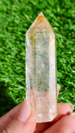 Golden Healer Clear Quartz Crystal Tower (One Piece) | Natural, Rare Iron Oxide Inclusions | Healing Energy Stone in Standard and Monolithic Sizes - Wax | Wane - crystal - Crystal Tower5