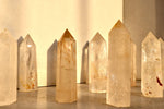 Golden Healer Clear Quartz Crystal Tower (One Piece) | Natural, Rare Iron Oxide Inclusions | Healing Energy Stone in Standard and Monolithic Sizes - Wax | Wane - crystal - Crystal Tower7