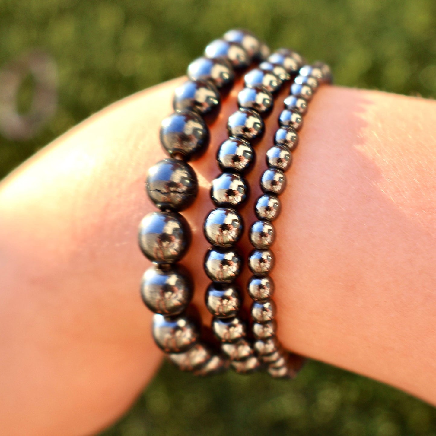 Hematite Crystal Healing Bracelet – Natural Iron - Rich Gemstone Beads | One Piece, 3 Sizes - Wax | Wane - amazonite bracelet - Crystal Bracelet14