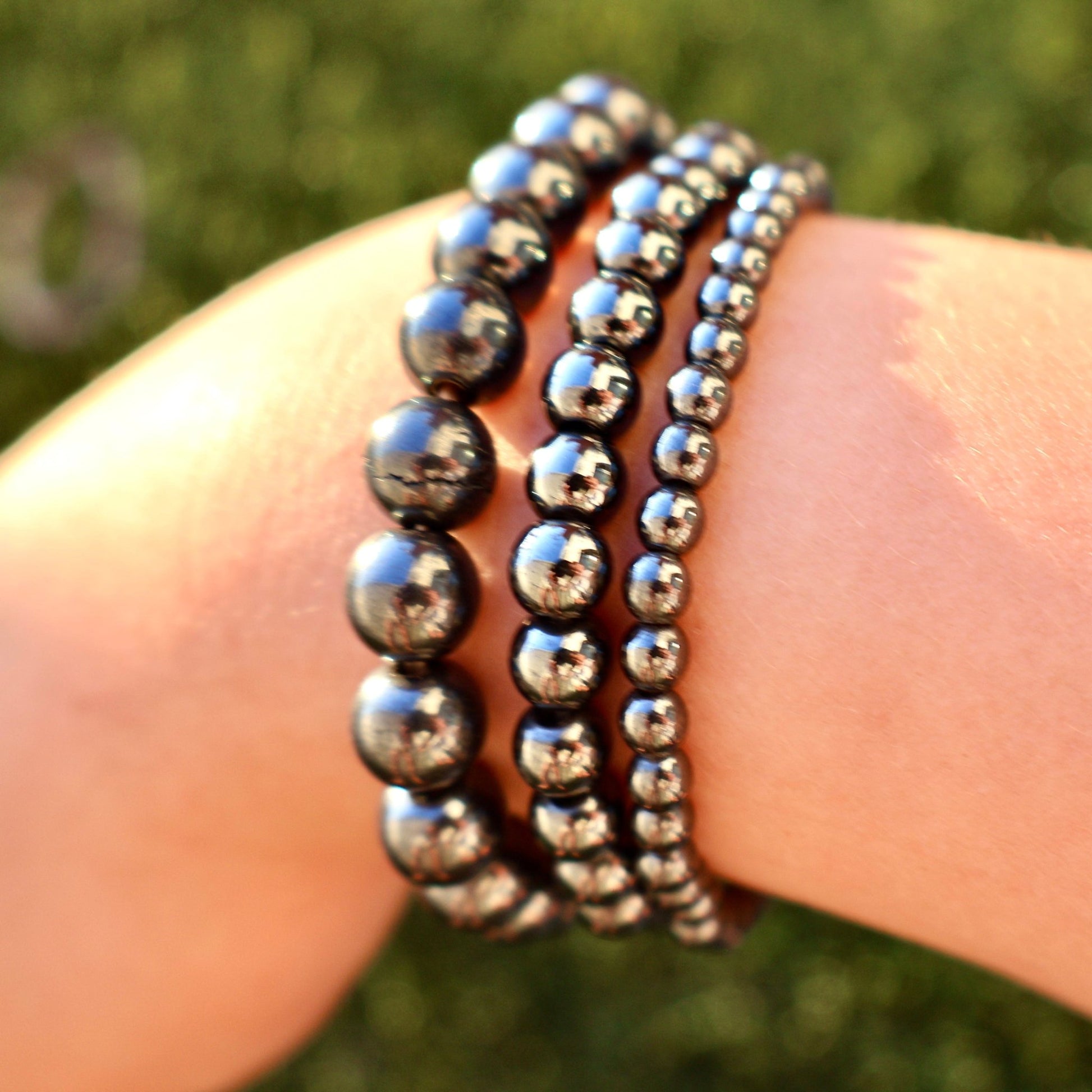 Hematite Crystal Healing Bracelet – Natural Iron - Rich Gemstone Beads | One Piece, 3 Sizes - Wax | Wane - amazonite bracelet - Crystal Bracelet14