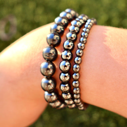 Hematite Crystal Healing Bracelet – Natural Iron - Rich Gemstone Beads | One Piece, 3 Sizes - Wax | Wane - amazonite bracelet - Crystal Bracelet14