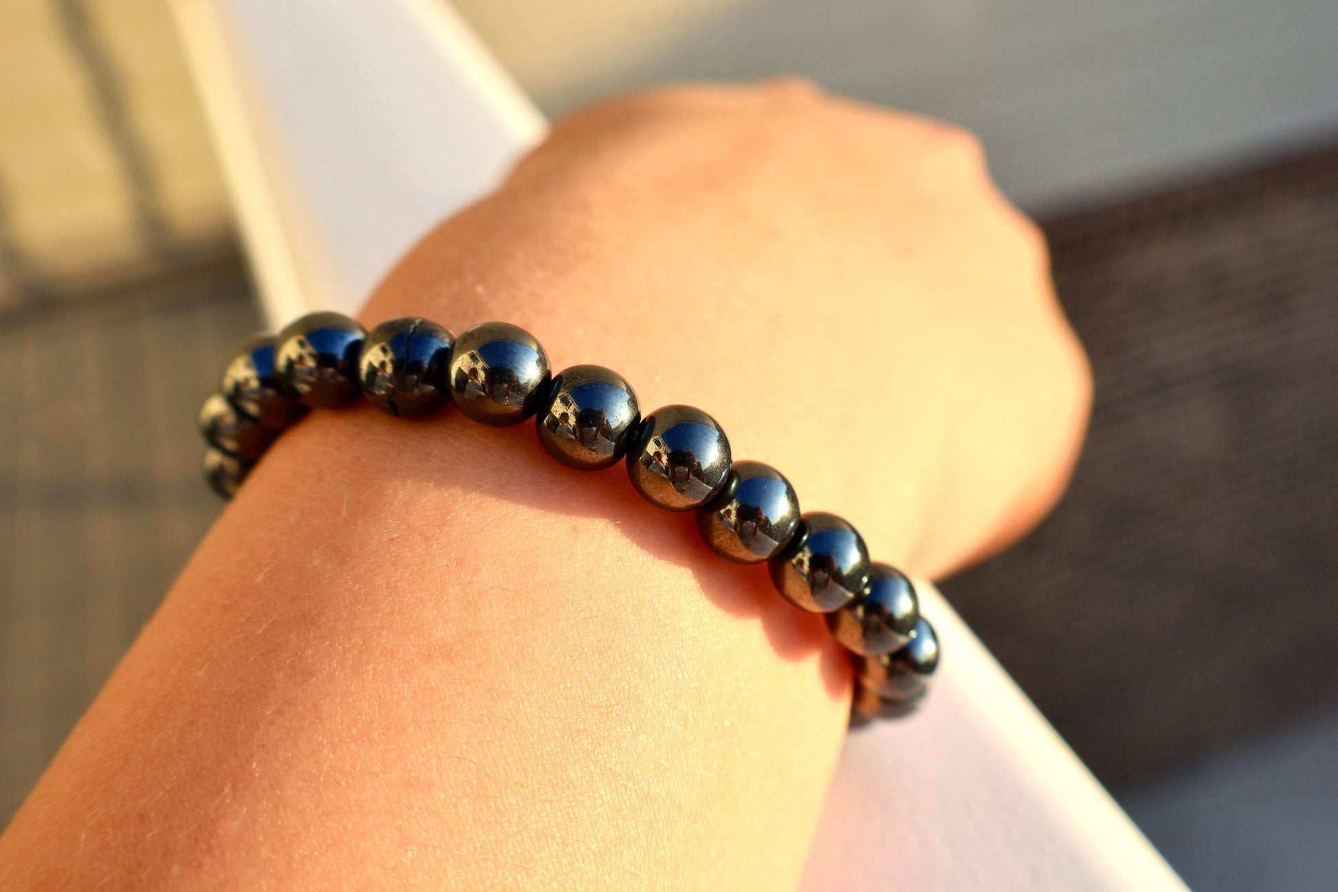 Hematite Crystal Healing Bracelet – Natural Iron - Rich Gemstone Beads | One Piece, 3 Sizes - Wax | Wane - amazonite bracelet - Crystal Bracelet6