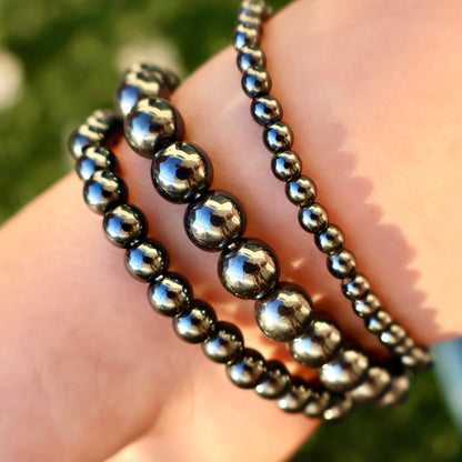 Hematite Crystal Healing Bracelet – Natural Iron - Rich Gemstone Beads | One Piece, 3 Sizes - Wax | Wane - amazonite bracelet - Crystal Bracelet2