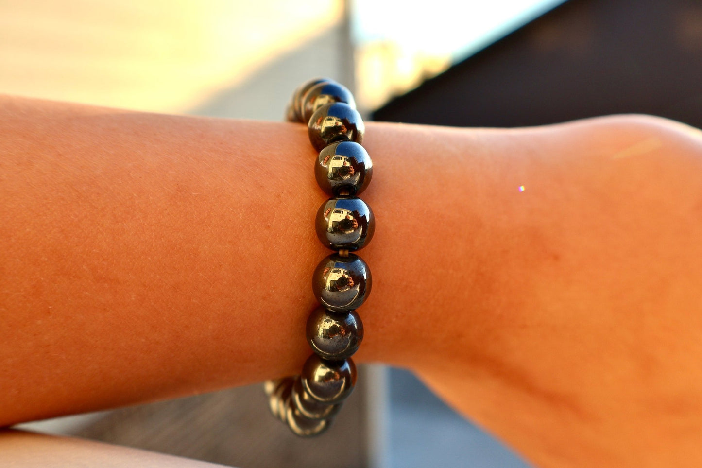 Hematite Crystal Healing Bracelet – Natural Iron - Rich Gemstone Beads | One Piece, 3 Sizes - Wax | Wane - amazonite bracelet - Crystal Bracelet4