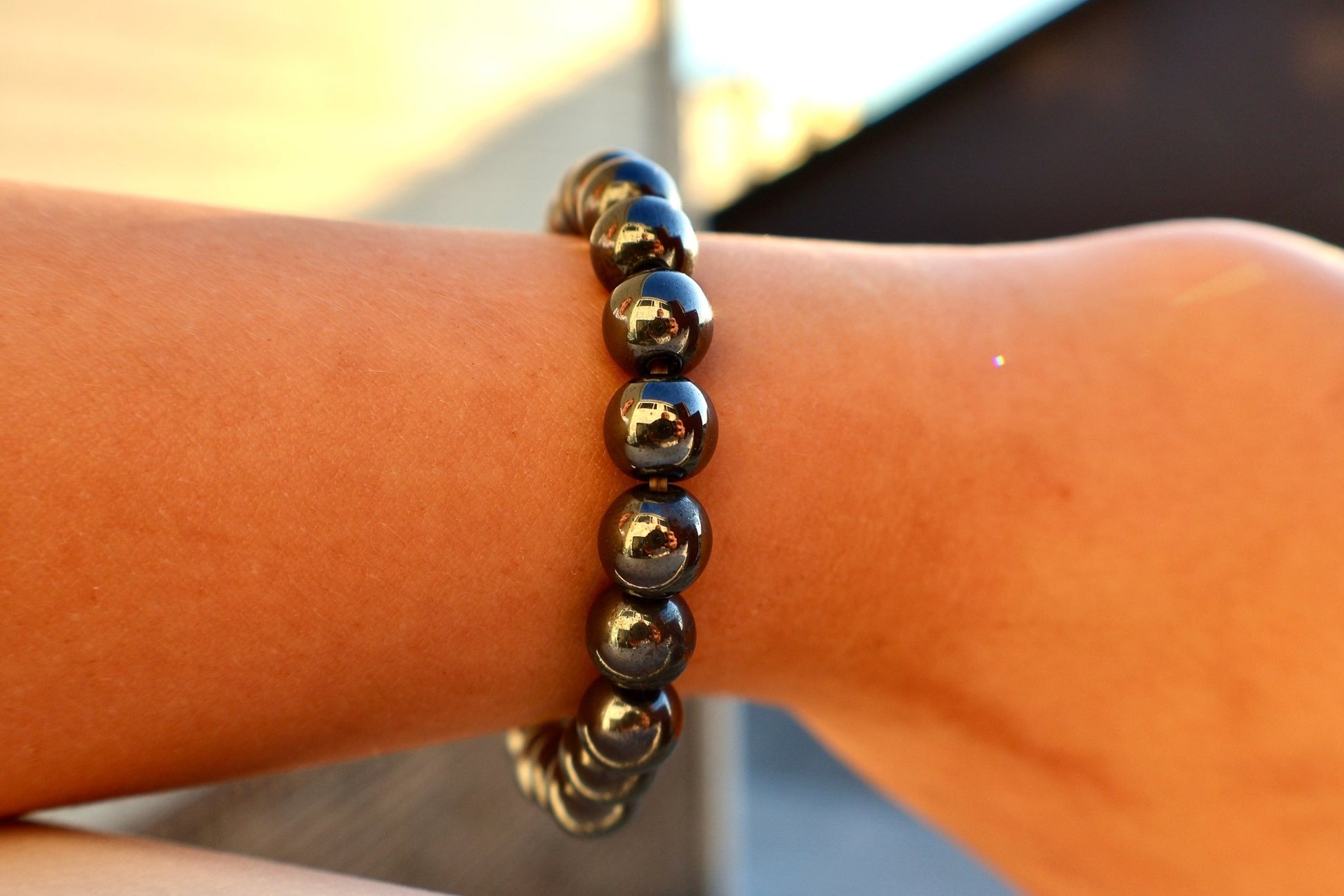 Hematite Crystal Healing Bracelet – Natural Iron - Rich Gemstone Beads | One Piece, 3 Sizes - Wax | Wane - amazonite bracelet - Crystal Bracelet4