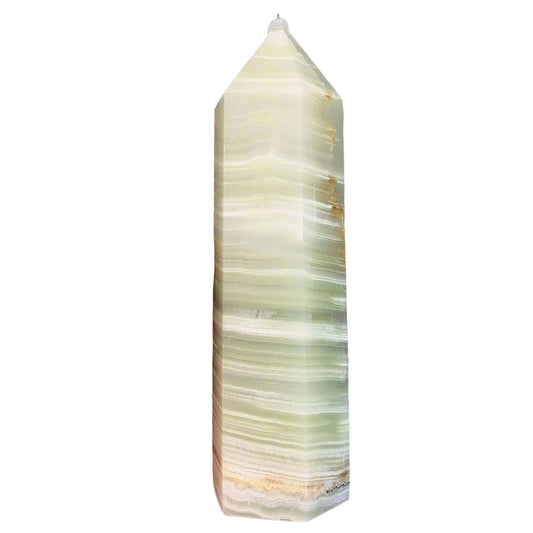carved Jade Energy Tower - Natural Stone for Balance and Protection, Unique Decorative Piece, 4 Inches in detail view