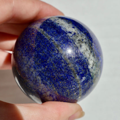 Lapis Lazuli Crystal Sphere – 1.5" Solid Gemstone with Pyrite | Inspired by Ancient Egypt & Museum - Grade Mineralogy - Wax | Wane