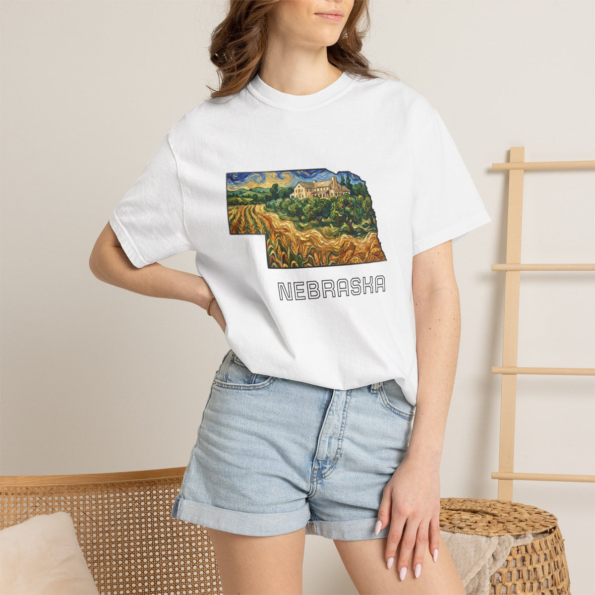 LNK.Nebraska Arbor Day Apple Orchard T-Shirt — Vincent Van Gogh Style State Art | Comfort Colors Nebraska Gameday Gift Tee - Wax | Wane - arbor day - T-Shirt18