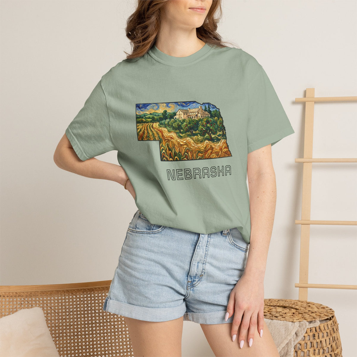 LNK.Nebraska Arbor Day Apple Orchard T-Shirt — Vincent Van Gogh Style State Art | Comfort Colors Nebraska Gameday Gift Tee - Wax | Wane - arbor day - T-Shirt21