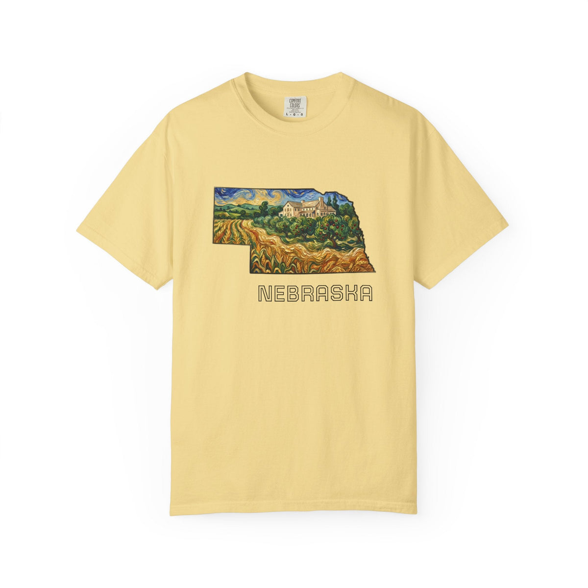 LNK.Nebraska Arbor Day Apple Orchard T-Shirt — Vincent Van Gogh Style State Art | Comfort Colors Nebraska Gameday Gift Tee - Wax | Wane - arbor day - T-Shirt6