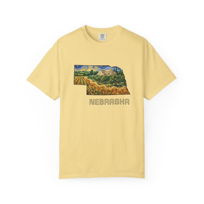 LNK.Nebraska Arbor Day Apple Orchard T-Shirt — Vincent Van Gogh Style State Art | Comfort Colors Nebraska Gameday Gift Tee - Wax | Wane - arbor day - T-Shirt6