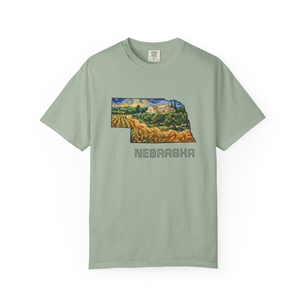 LNK.Nebraska Arbor Day Apple Orchard T-Shirt — Vincent Van Gogh Style State Art | Comfort Colors Nebraska Gameday Gift Tee - Wax | Wane - arbor day - T-Shirt4