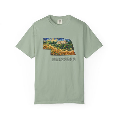 LNK.Nebraska Arbor Day Apple Orchard T-Shirt — Vincent Van Gogh Style State Art | Comfort Colors Nebraska Gameday Gift Tee - Wax | Wane - arbor day - T-Shirt4