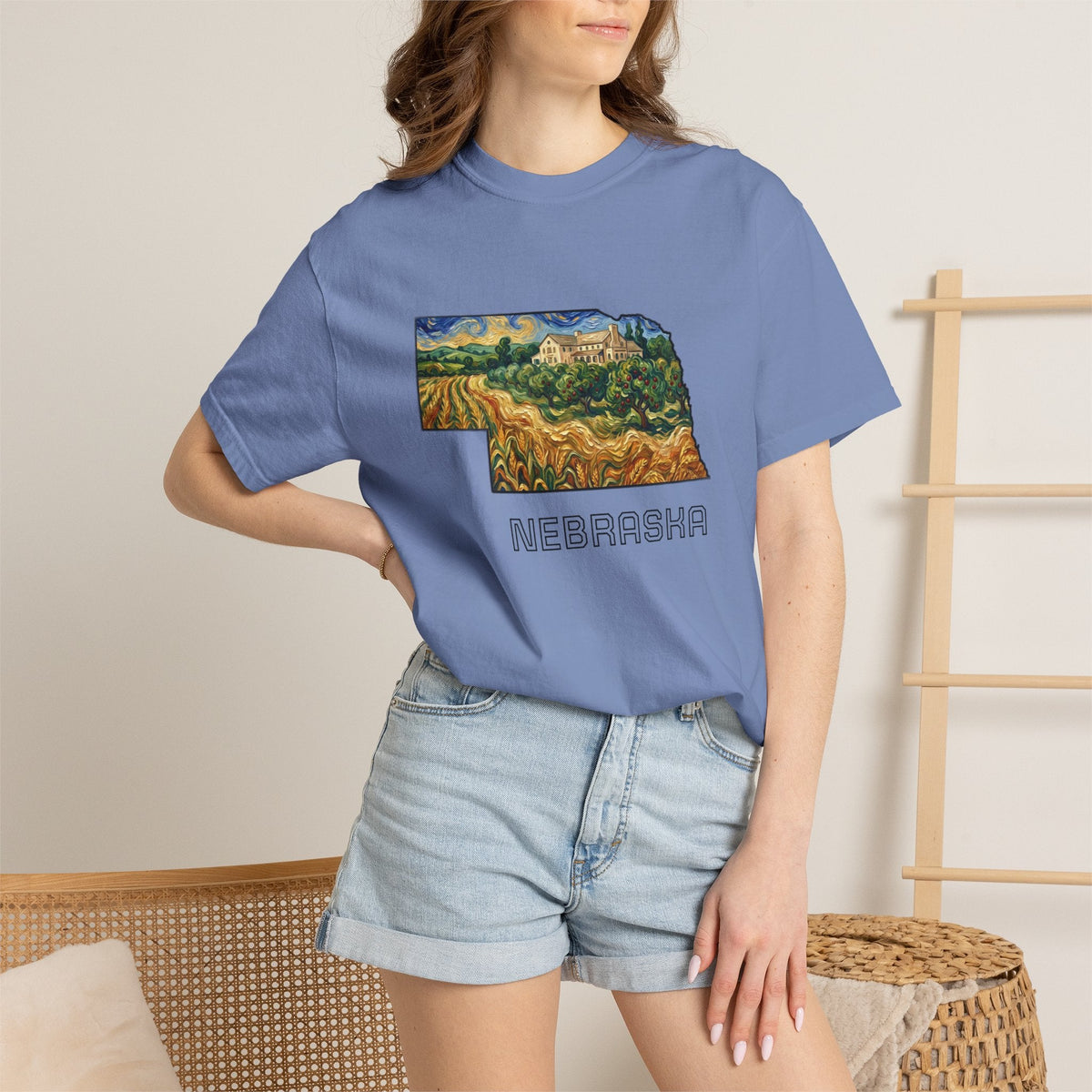 LNK.Nebraska Arbor Day Apple Orchard T-Shirt — Vincent Van Gogh Style State Art | Comfort Colors Nebraska Gameday Gift Tee - Wax | Wane - arbor day - T-Shirt33