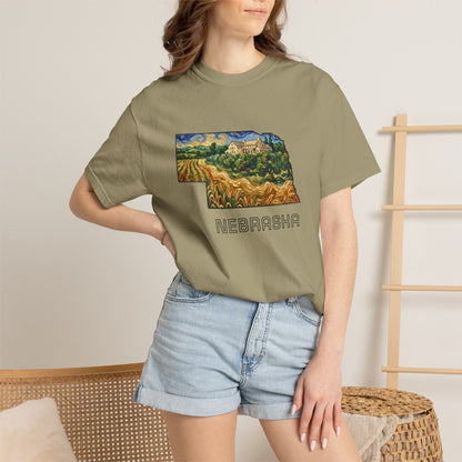 LNK.Nebraska Arbor Day Apple Orchard T-Shirt — Vincent Van Gogh Style State Art | Comfort Colors Nebraska Gameday Gift Tee - Wax | Wane - arbor day - T-Shirt15