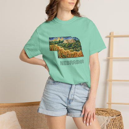 LNK.Nebraska Arbor Day Apple Orchard T-Shirt — Vincent Van Gogh Style State Art | Comfort Colors Nebraska Gameday Gift Tee - Wax | Wane - arbor day - T-Shirt30