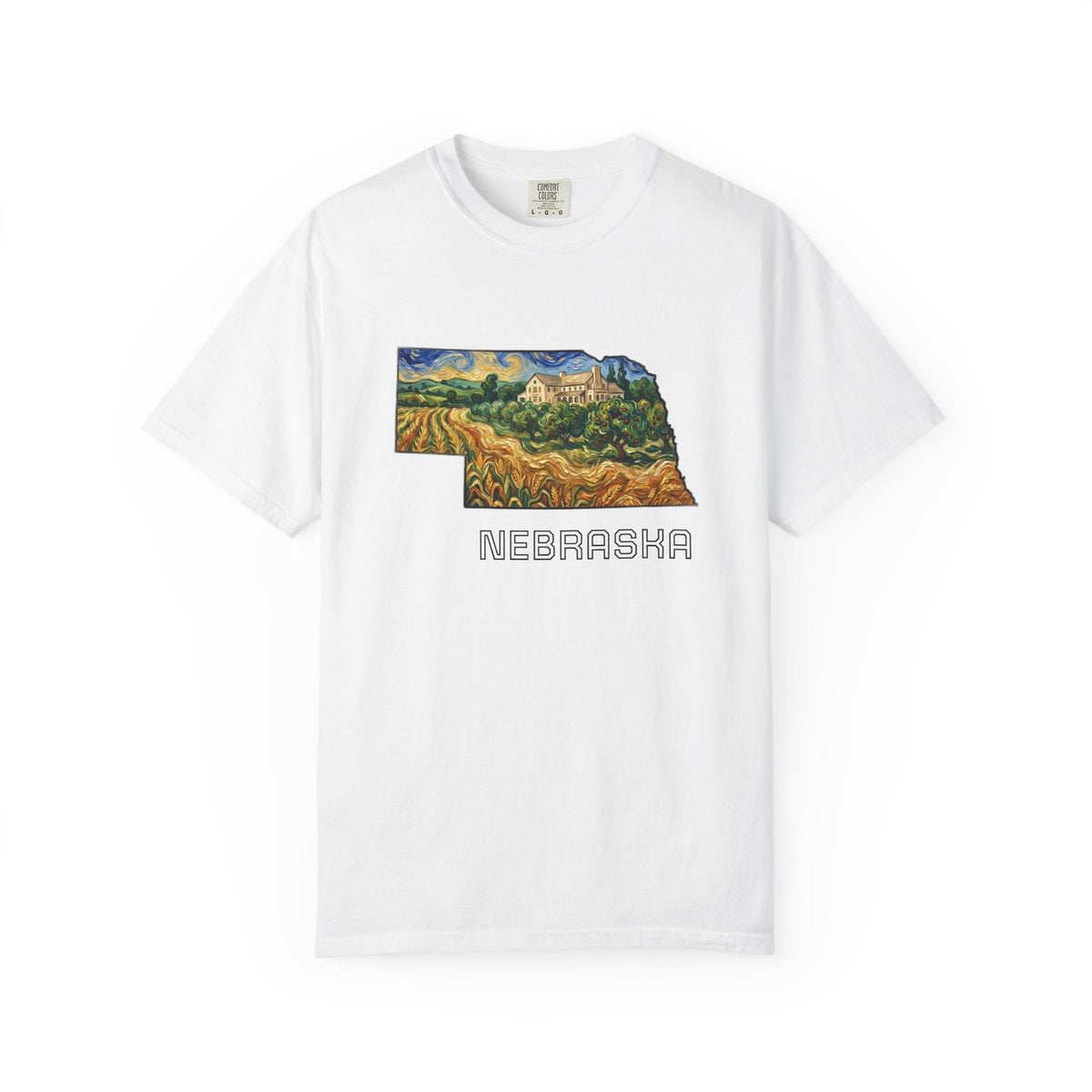 LNK.Nebraska Arbor Day Apple Orchard T-Shirt — Vincent Van Gogh Style State Art | Comfort Colors Nebraska Gameday Gift Tee - Wax | Wane - arbor day - T-Shirt16