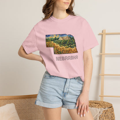 LNK.Nebraska Arbor Day Apple Orchard T-Shirt — Vincent Van Gogh Style State Art | Comfort Colors Nebraska Gameday Gift Tee - Wax | Wane - arbor day - T-Shirt36