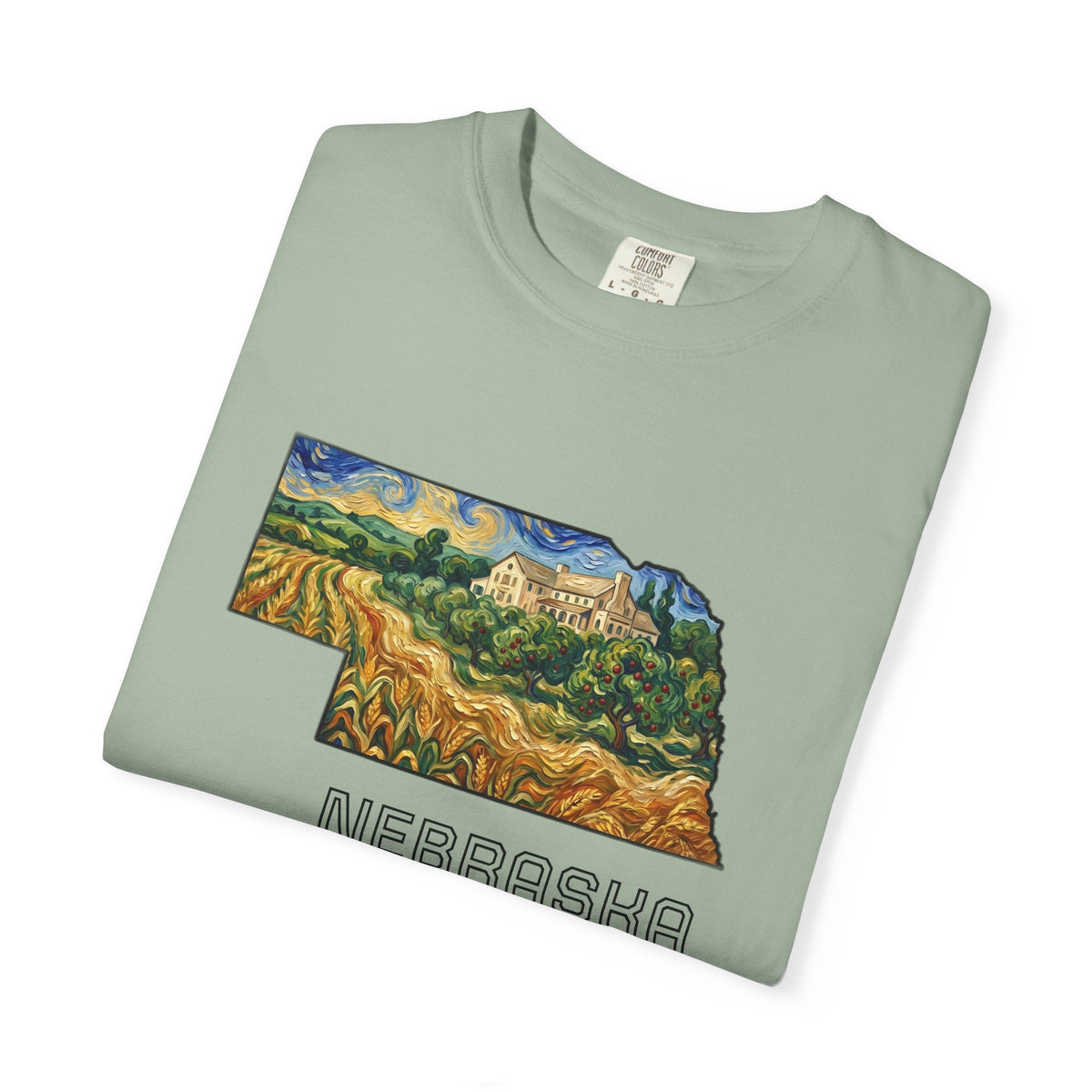 LNK.Nebraska Arbor Day Apple Orchard T-Shirt — Vincent Van Gogh Style State Art | Comfort Colors Nebraska Gameday Gift Tee - Wax | Wane - arbor day - T-Shirt20