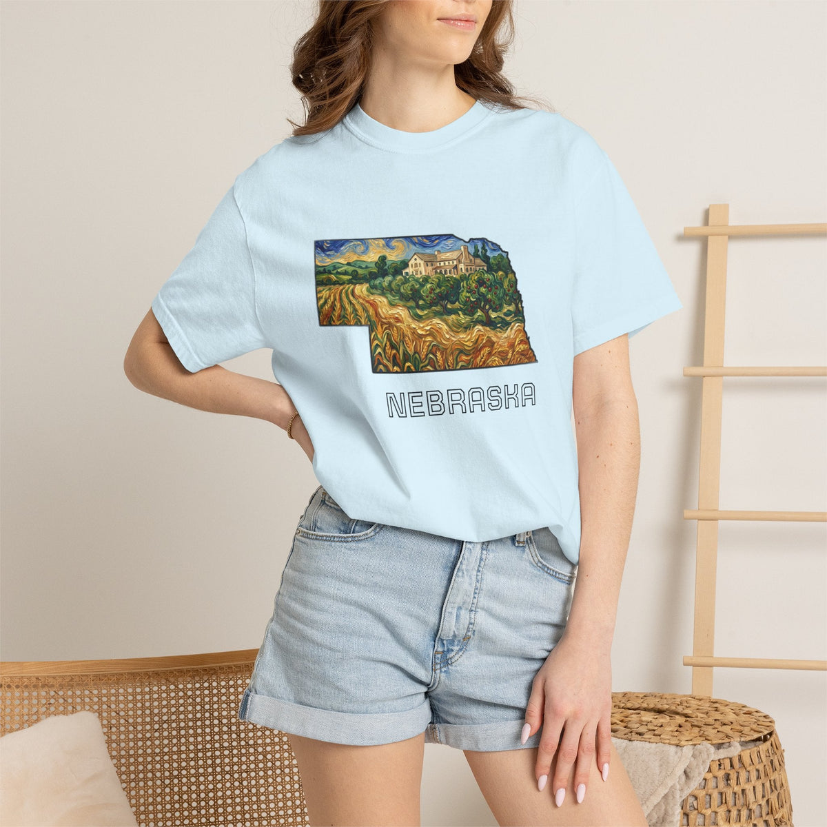 LNK.Nebraska Arbor Day Apple Orchard T-Shirt — Vincent Van Gogh Style State Art | Comfort Colors Nebraska Gameday Gift Tee - Wax | Wane - arbor day - T-Shirt24