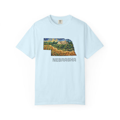 LNK.Nebraska Arbor Day Apple Orchard T-Shirt — Vincent Van Gogh Style State Art | Comfort Colors Nebraska Gameday Gift Tee - Wax | Wane - arbor day - T-Shirt5