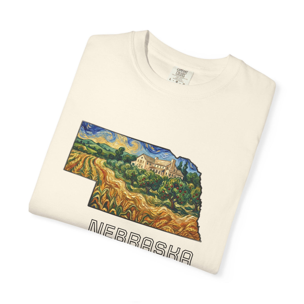 LNK.Nebraska Arbor Day Apple Orchard T-Shirt — Vincent Van Gogh Style State Art | Comfort Colors Nebraska Gameday Gift Tee - Wax | Wane - arbor day - T-Shirt12