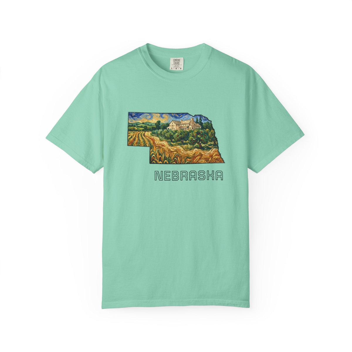 LNK.Nebraska Arbor Day Apple Orchard T-Shirt — Vincent Van Gogh Style State Art | Comfort Colors Nebraska Gameday Gift Tee - Wax | Wane - arbor day - T-Shirt7
