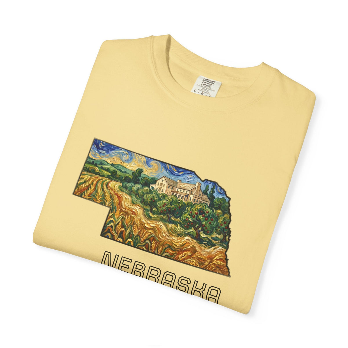 LNK.Nebraska Arbor Day Apple Orchard T-Shirt — Vincent Van Gogh Style State Art | Comfort Colors Nebraska Gameday Gift Tee - Wax | Wane - arbor day - T-Shirt26