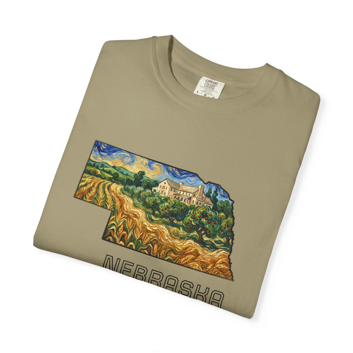 LNK.Nebraska Arbor Day Apple Orchard T-Shirt — Vincent Van Gogh Style State Art | Comfort Colors Nebraska Gameday Gift Tee - Wax | Wane - arbor day - T-Shirt2