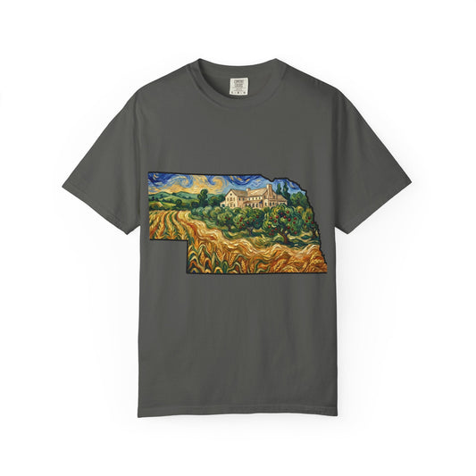 LNK.Nebraska Arbor Day Orchard T-Shirt — Vincent Van Gogh Style State Art | Comfort Colors Nebraska Gift Tee - Wax | Wane - arbor day - T-Shirt2