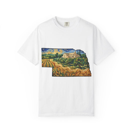 LNK.Nebraska Arbor Day Orchard T-Shirt — Vincent Van Gogh Style State Art | Comfort Colors Nebraska Gift Tee - Wax | Wane - arbor day - T-Shirt1