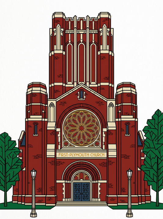 LNK.Nebraska First Plymouth Church - Premium Art Deco Digital Print - Wax | Wane - Art Deco - Digital Download1