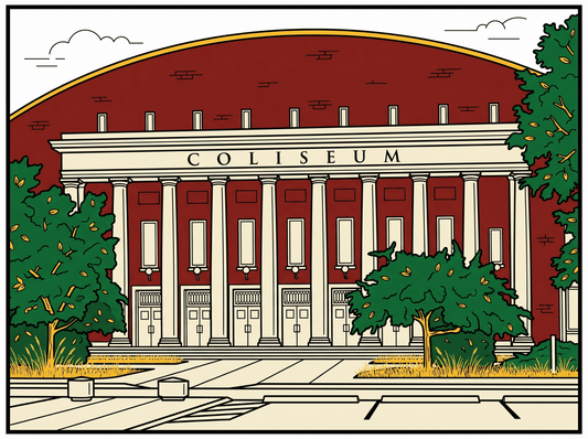 LNK.Nebraska Nebraska Coliseum - Premium Art Deco Digital Print - Wax | Wane - Art Deco - Digital Download1