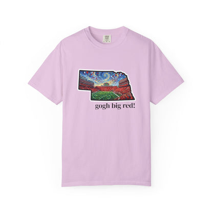 LNK.Nebraska Vincent Van 'Gogh' Big Red! Cornhuskers Parody T-Shirt — 100% Cotton Van Gogh Style Big Red Design - Great Gift for Gameday - Wax | Wane - art stadium tee - T-Shirt5