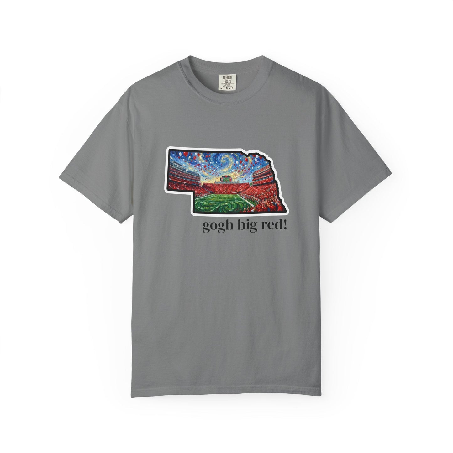 LNK.Nebraska Vincent Van 'Gogh' Big Red! Cornhuskers Parody T-Shirt — 100% Cotton Van Gogh Style Big Red Design - Great Gift for Gameday - Wax | Wane - art stadium tee - T-Shirt4