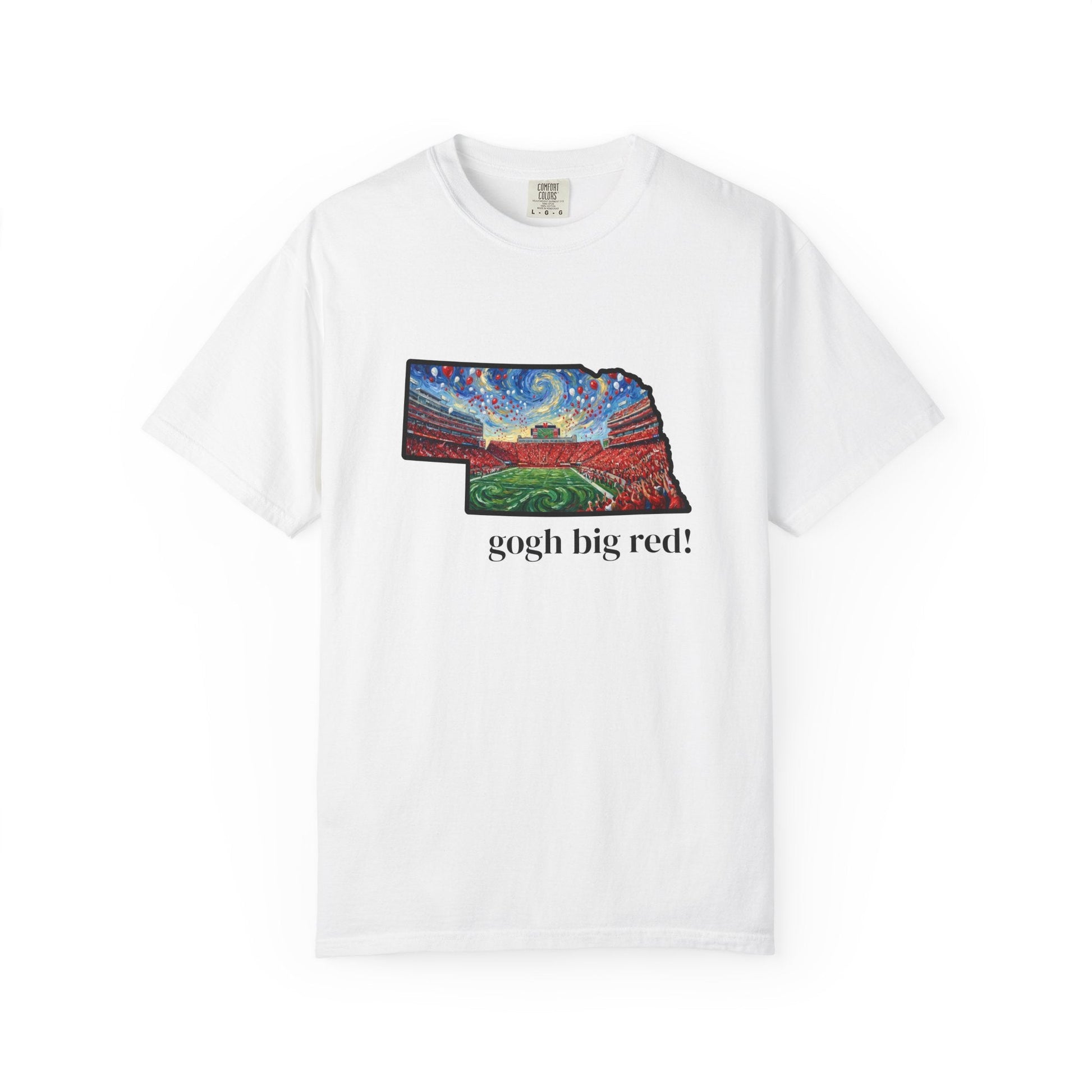 LNK.Nebraska Vincent Van 'Gogh' Big Red! Cornhuskers Parody T-Shirt — 100% Cotton Van Gogh Style Big Red Design - Great Gift for Gameday - Wax | Wane - art stadium tee - T-Shirt2