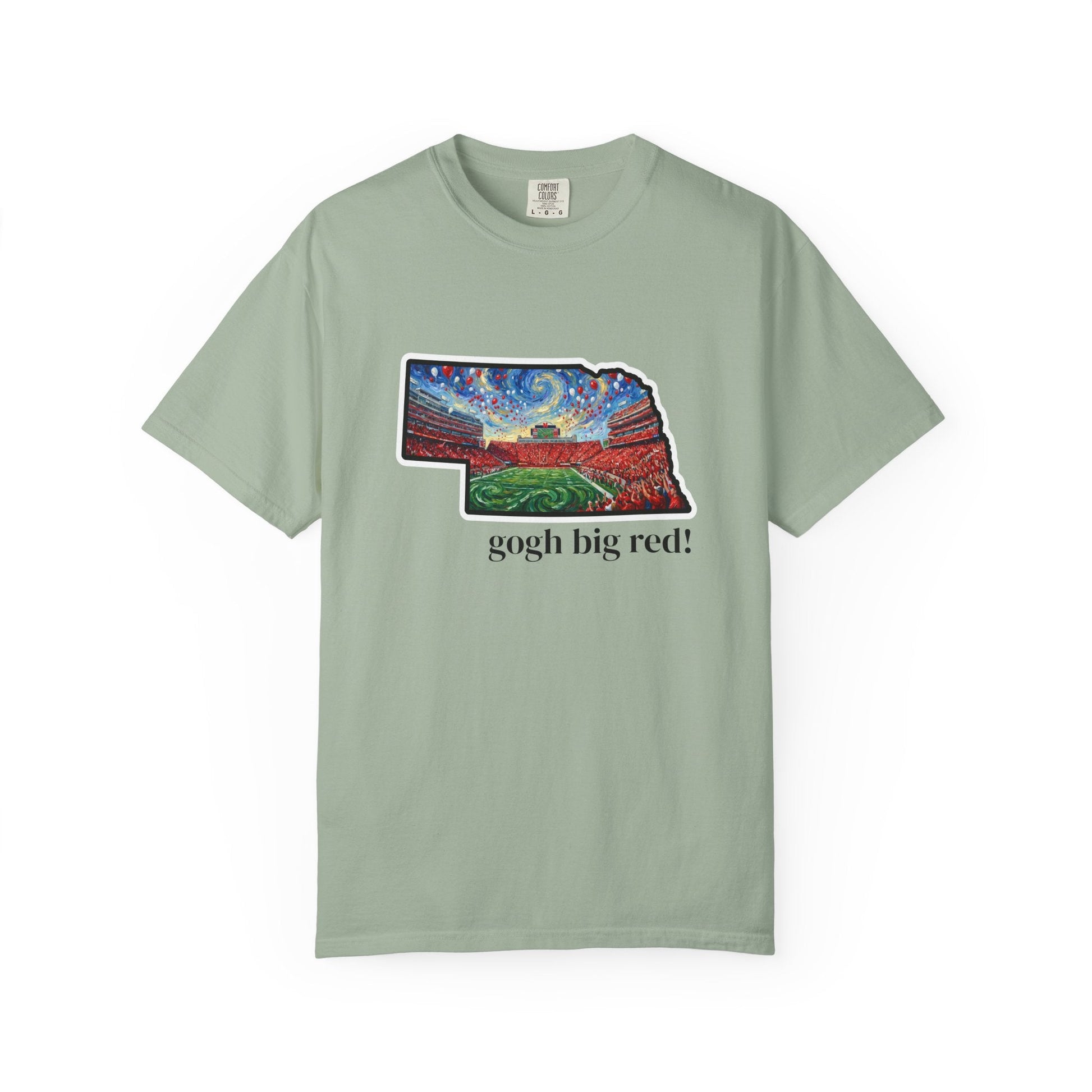 LNK.Nebraska Vincent Van 'Gogh' Big Red! Cornhuskers Parody T-Shirt — 100% Cotton Van Gogh Style Big Red Design - Great Gift for Gameday - Wax | Wane - art stadium tee - T-Shirt6