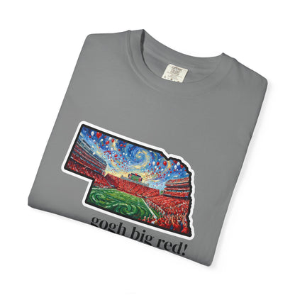 LNK.Nebraska Vincent Van 'Gogh' Big Red! Cornhuskers Parody T-Shirt — 100% Cotton Van Gogh Style Big Red Design - Great Gift for Gameday - Wax | Wane - art stadium tee - T-Shirt16