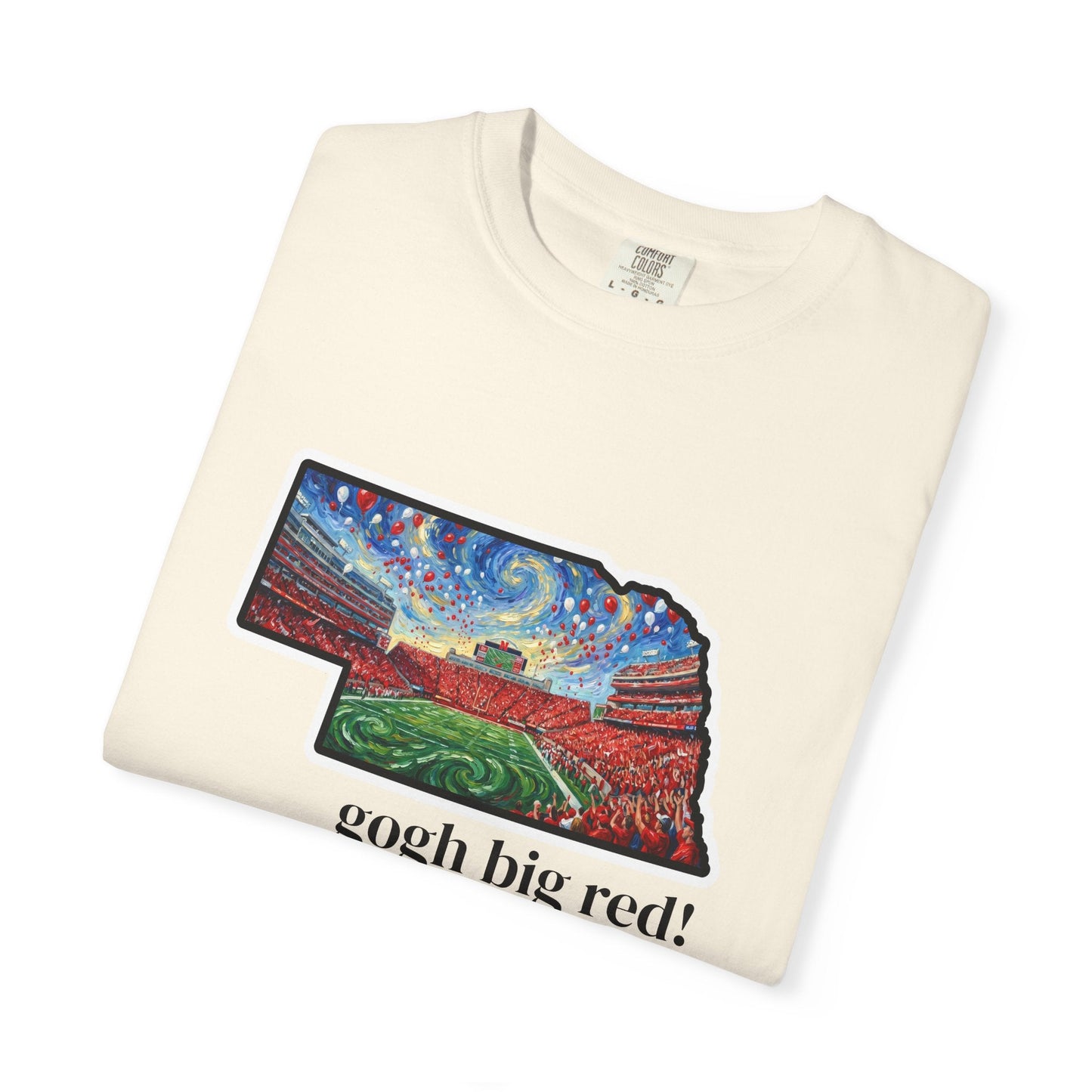 LNK.Nebraska Vincent Van 'Gogh' Big Red! Cornhuskers Parody T-Shirt — 100% Cotton Van Gogh Style Big Red Design - Great Gift for Gameday - Wax | Wane - art stadium tee - T-Shirt13