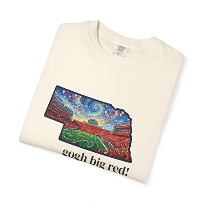 LNK.Nebraska Vincent Van 'Gogh' Big Red! Cornhuskers Parody T-Shirt — 100% Cotton Van Gogh Style Big Red Design - Great Gift for Gameday - Wax | Wane - art stadium tee - T-Shirt13