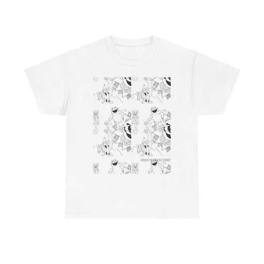 Minimalist Botanical Collage Tee — Black & White Floral Graphic T-Shirt - Wax | Wane - anime fan gift - T-Shirt1