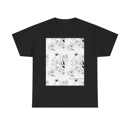 Minimalist Botanical Collage Tee — Black & White Floral Graphic T-Shirt - Wax | Wane - anime fan gift - T-Shirt2