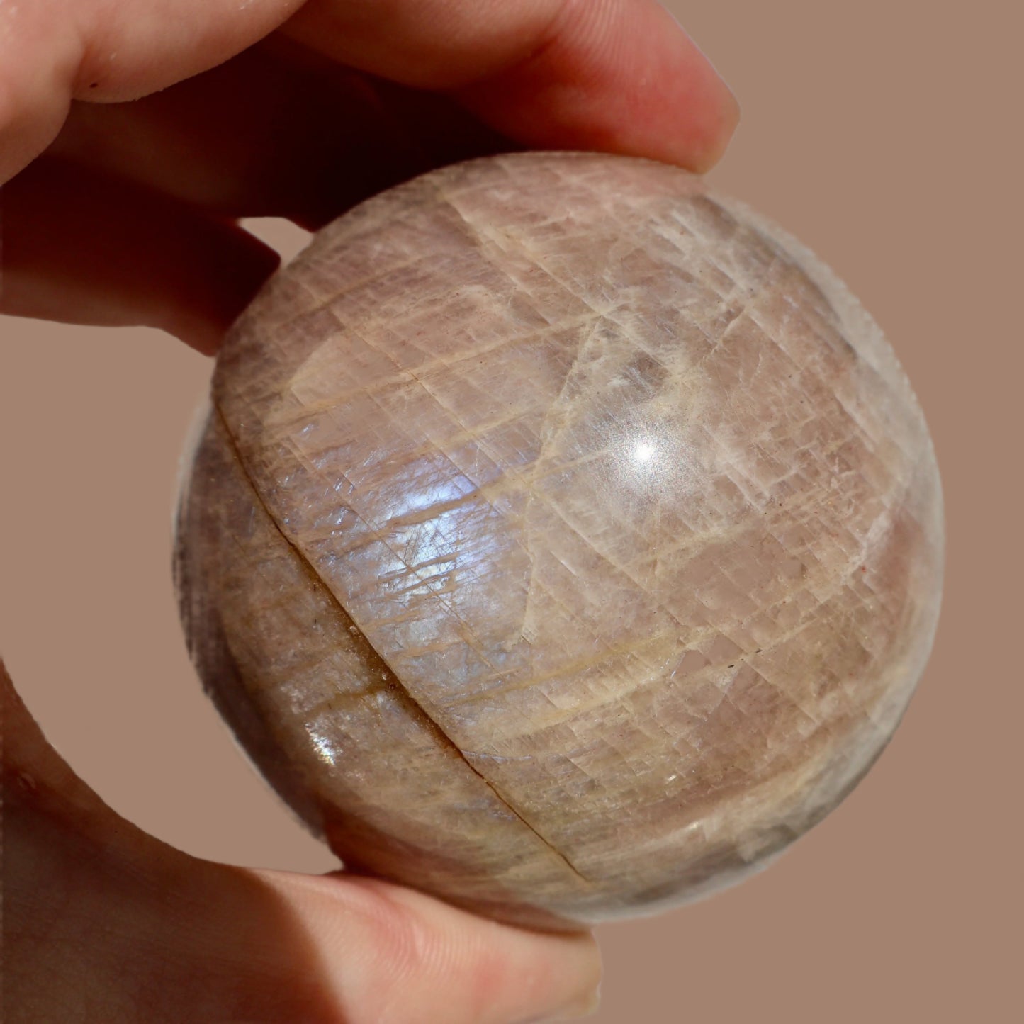 Moonstone Crystal Ball - Natural Prismatic Aura, Intuition and Awareness Stone Sphere, 1.5" - Wax | Wane