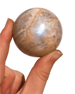 Moonstone Crystal Ball - Natural Prismatic Aura, Intuition and Awareness Stone Sphere, 1.5
